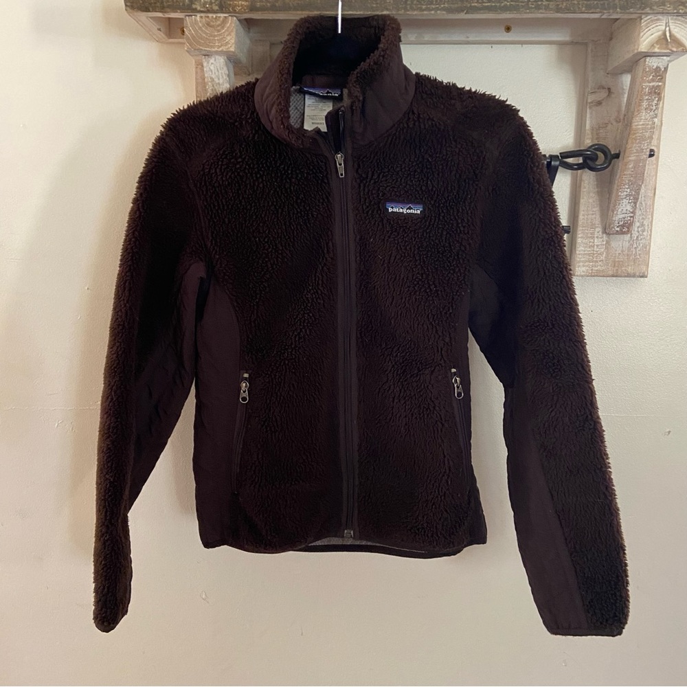 Patagonia Retro-X Fleece Deep Pile teddy zip front chocolate brown jacket